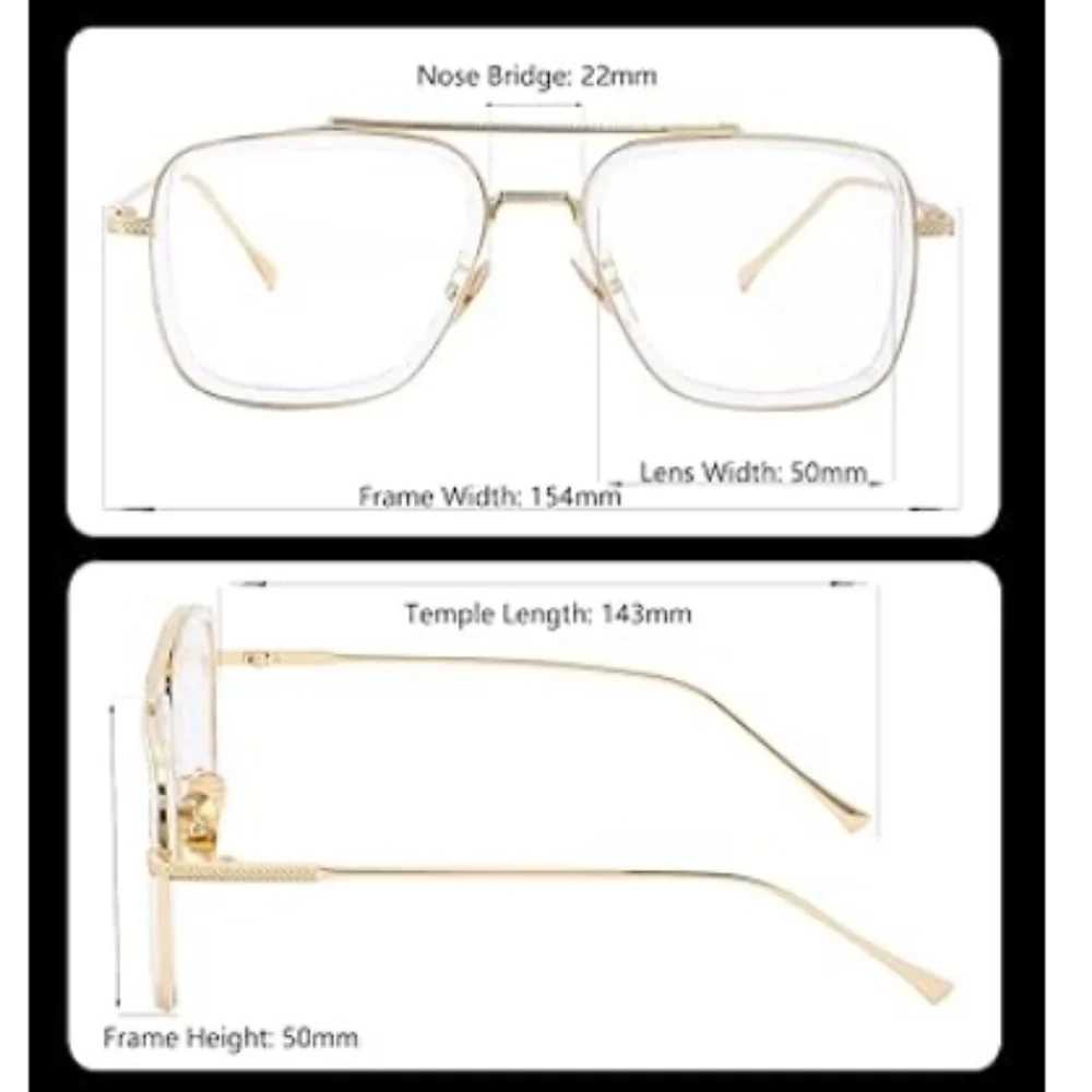 Blue Light Blocking Metal Frame Non-Prescription Eyeglasses Gold - Picture 5 of 5